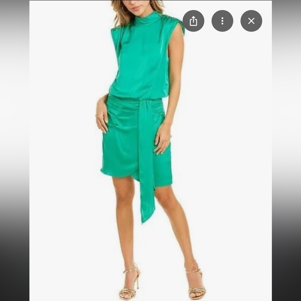Green Ruched Mini Skirt